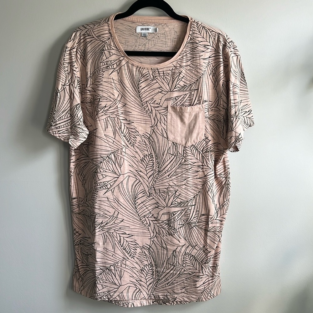 Univibe men’s t shirt peach palm frond print